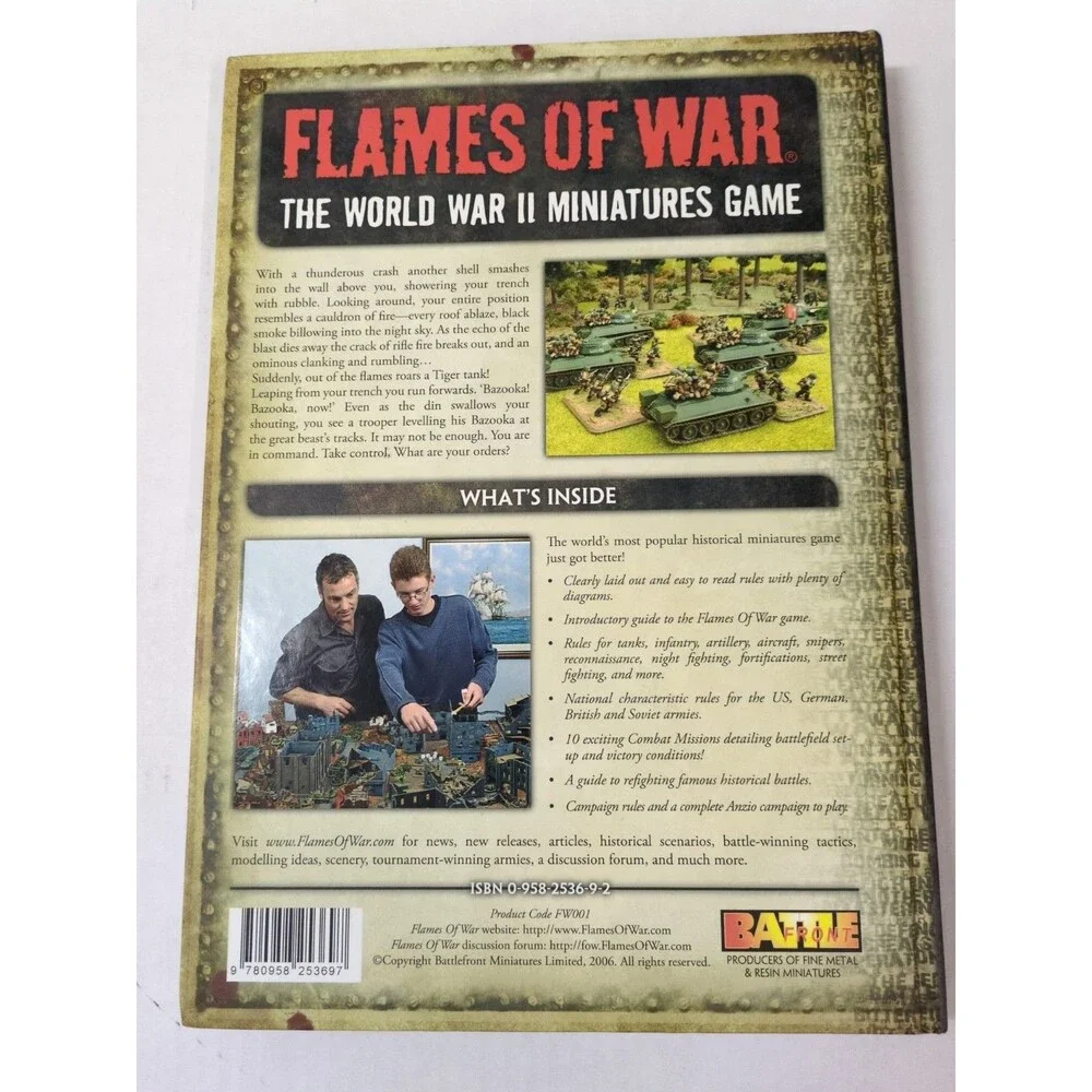 Lot Of (2) Flames Of War World War II Hardcover And Softcover Rulebooks